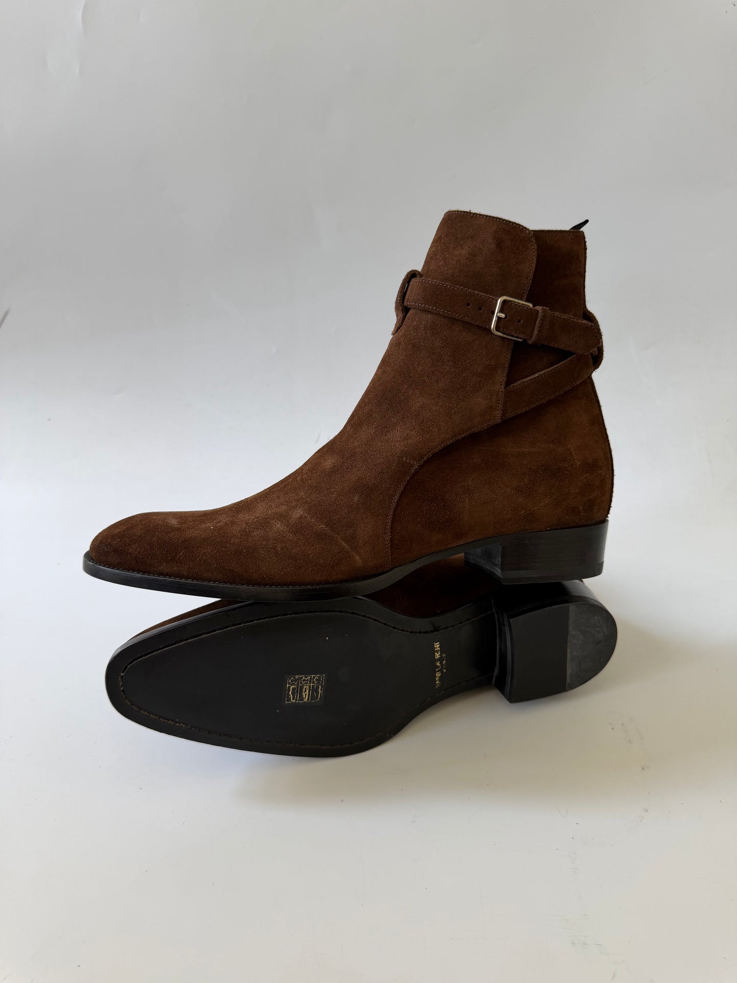Saint Laurent Brown Suede Wyatt Jodhpur Ankle Boots