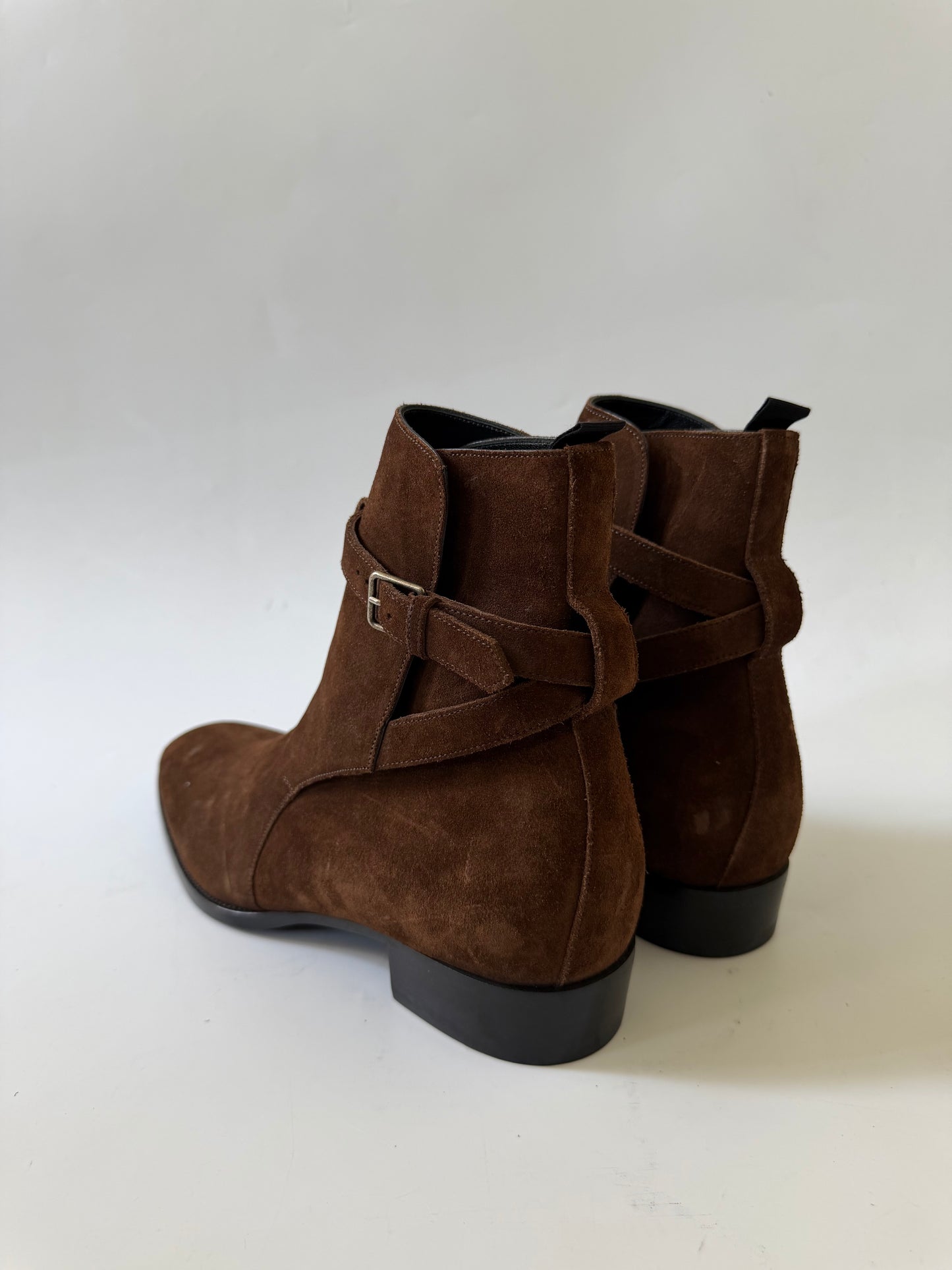 Saint Laurent Brown Suede Wyatt Jodhpur Ankle Boots