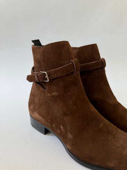 Saint Laurent Brown Suede Wyatt Jodhpur Ankle Boots