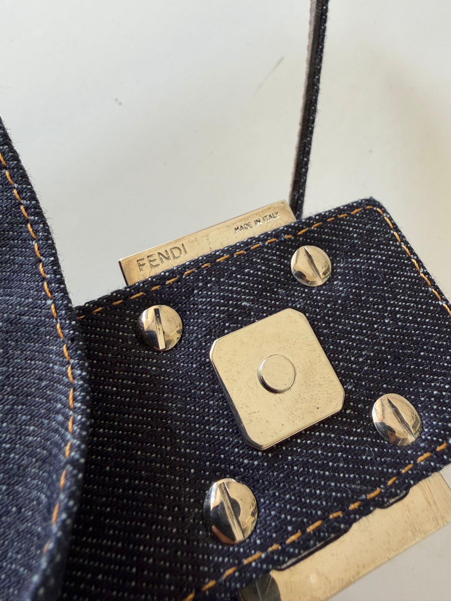 Vintage Fendi Denim Flower Applique Mamma Baguette
