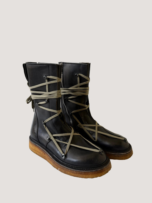 Rick Owens Black Lace-Up Creeper Boots