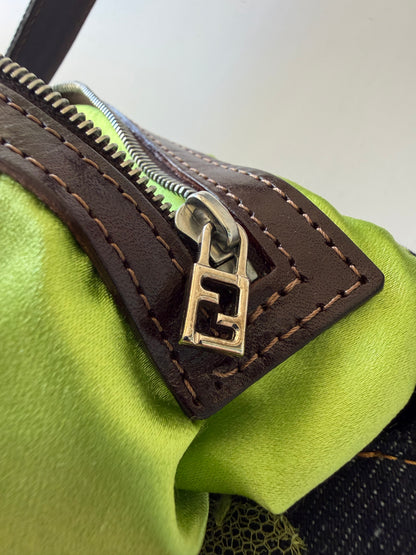 Vintage Fendi Denim Flower Applique Mamma Baguette