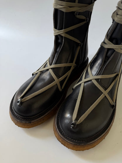 Rick Owens Black Lace-Up Creeper Boots