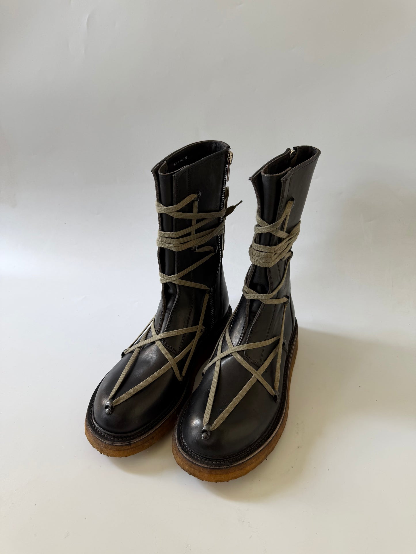 Rick Owens Black Lace-Up Creeper Boots