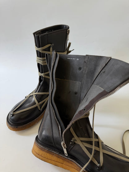 Rick Owens Black Lace-Up Creeper Boots