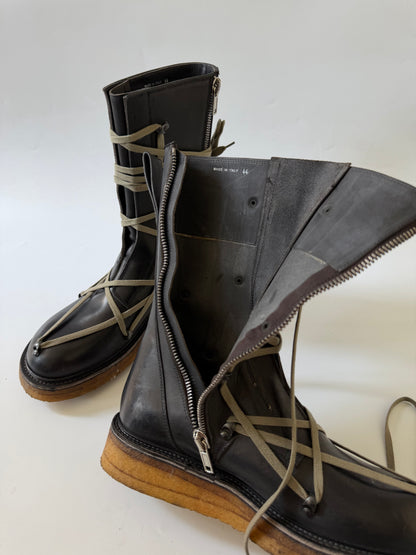 Rick Owens Black Lace-Up Creeper Boots