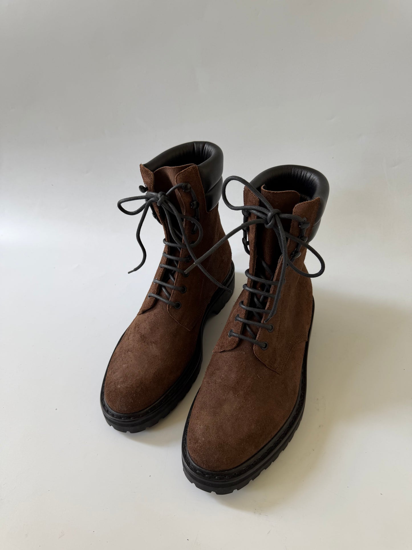Saint Laurent Paris Browne Suede Trekker 25 Combat Boots