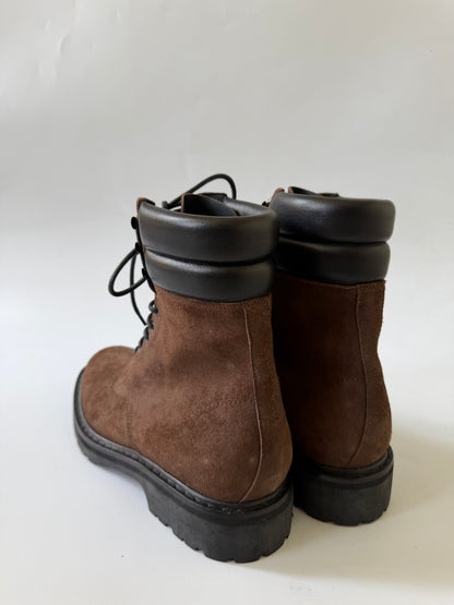 Saint Laurent Paris Browne Suede Trekker 25 Combat Boots