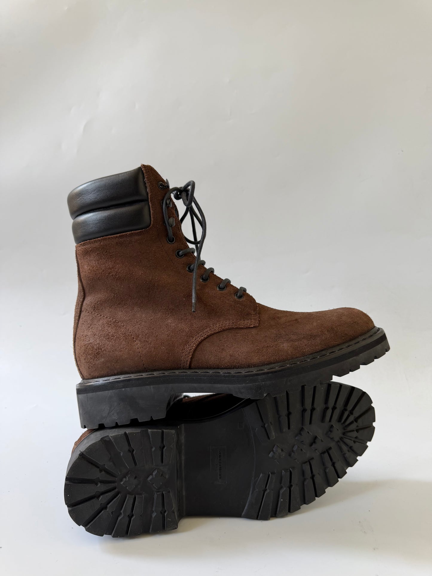Saint Laurent Paris Browne Suede Trekker 25 Combat Boots