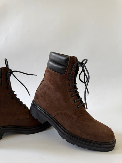 Saint Laurent Paris Browne Suede Trekker 25 Combat Boots