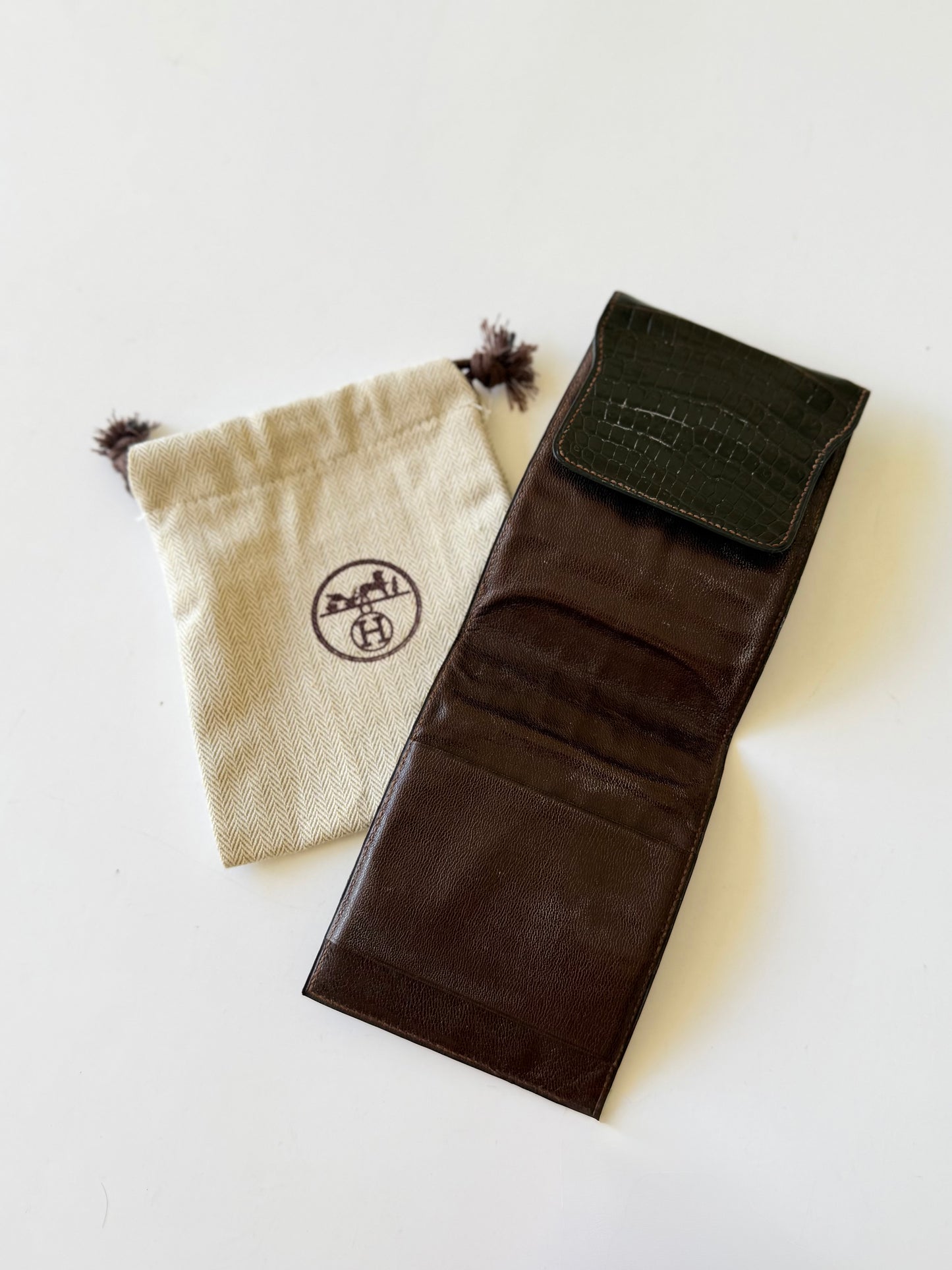 Hermes Brown Crocodile Leather Wallet