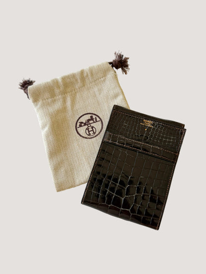 Hermes Brown Crocodile Leather Wallet