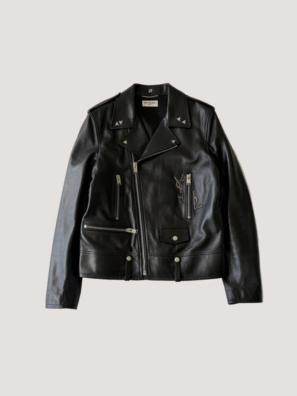 Saint Laurent S/S2017 “YSL” Black Leather Biker Jacket