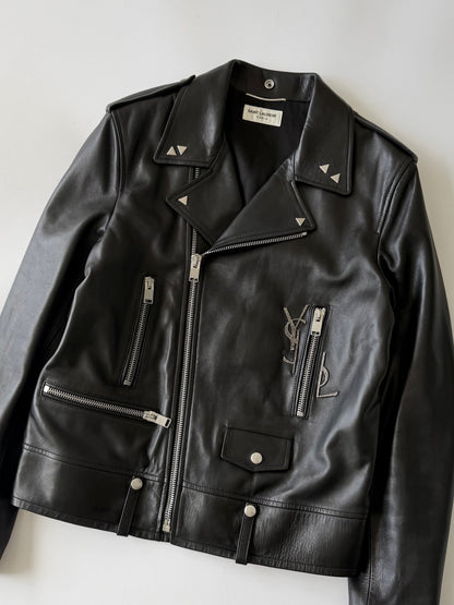 Saint Laurent S/S2017 “YSL” Black Leather Biker Jacket