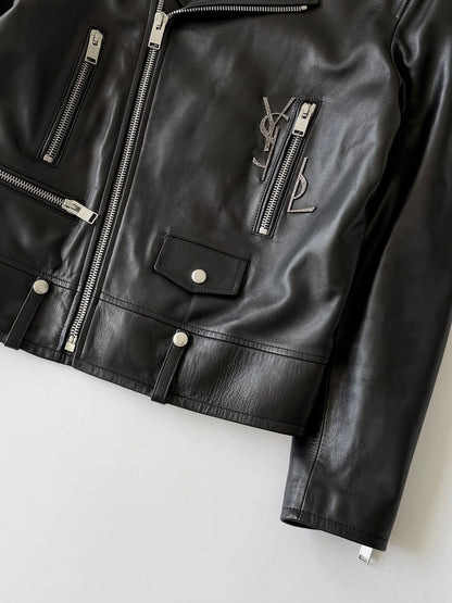 Saint Laurent S/S2017 “YSL” Black Leather Biker Jacket