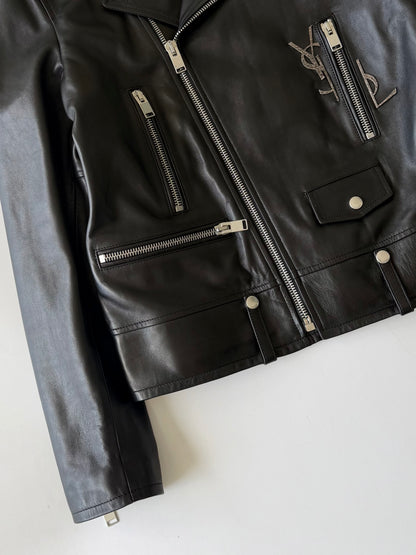 Saint Laurent S/S2017 “YSL” Black Leather Biker Jacket