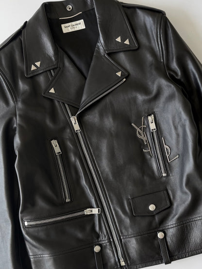 Saint Laurent S/S2017 “YSL” Black Leather Biker Jacket
