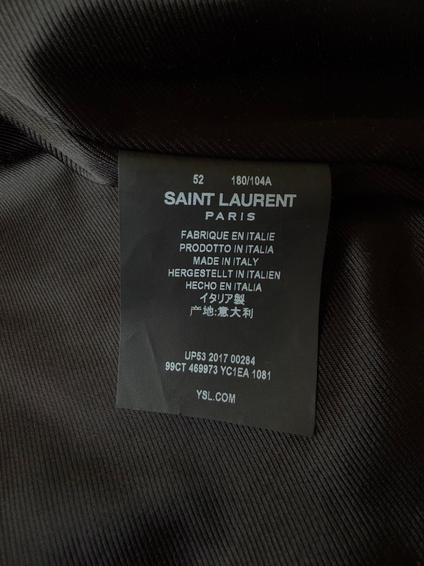 Saint Laurent S/S2017 “YSL” Black Leather Biker Jacket