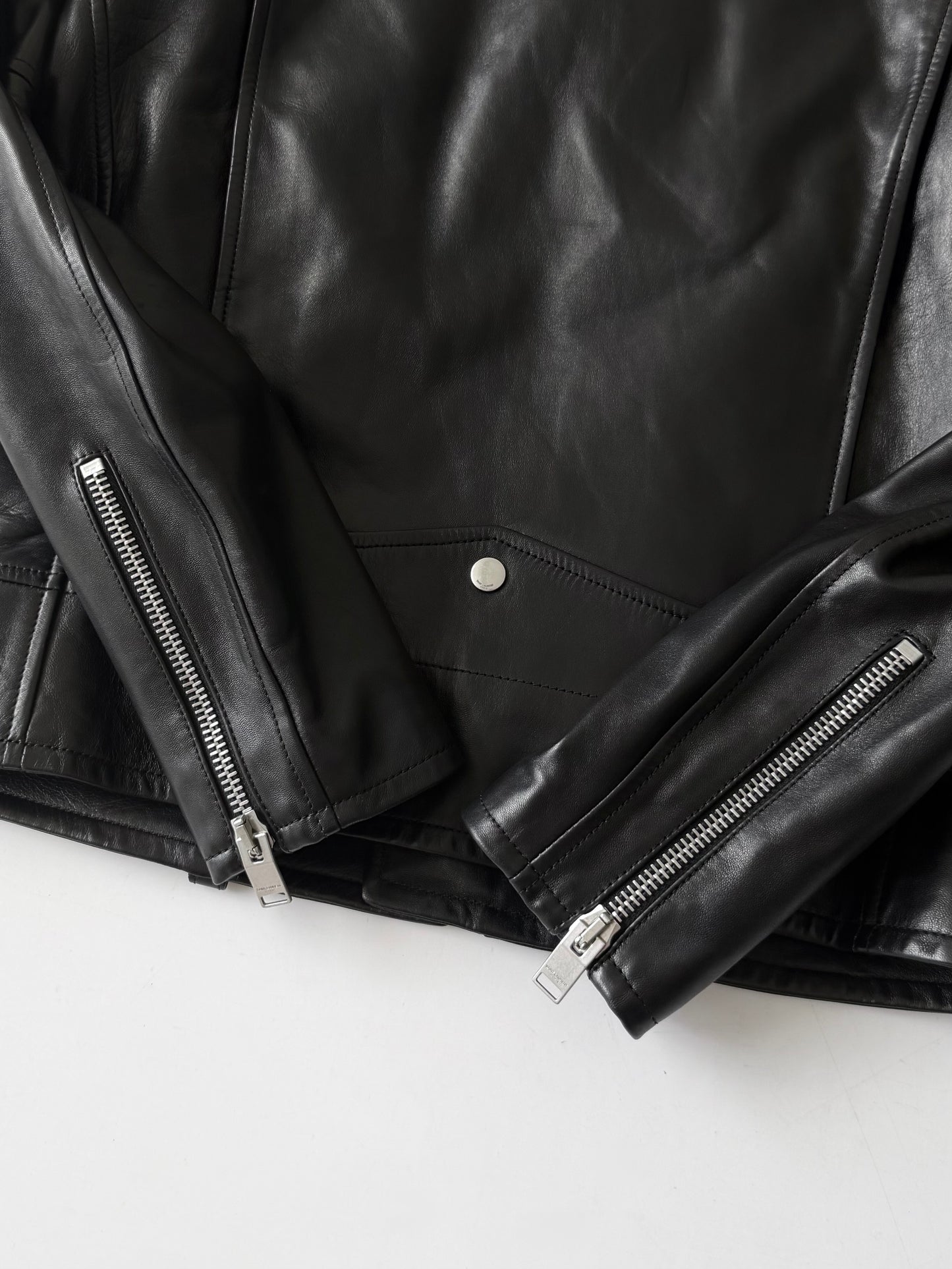 Saint Laurent S/S2017 “YSL” Black Leather Biker Jacket