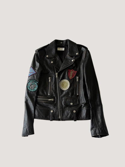 Saint Laurent F/W2017 Multi Patch Leather Biker Jacket