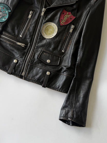 Saint Laurent F/W2017 Multi Patch Leather Biker Jacket