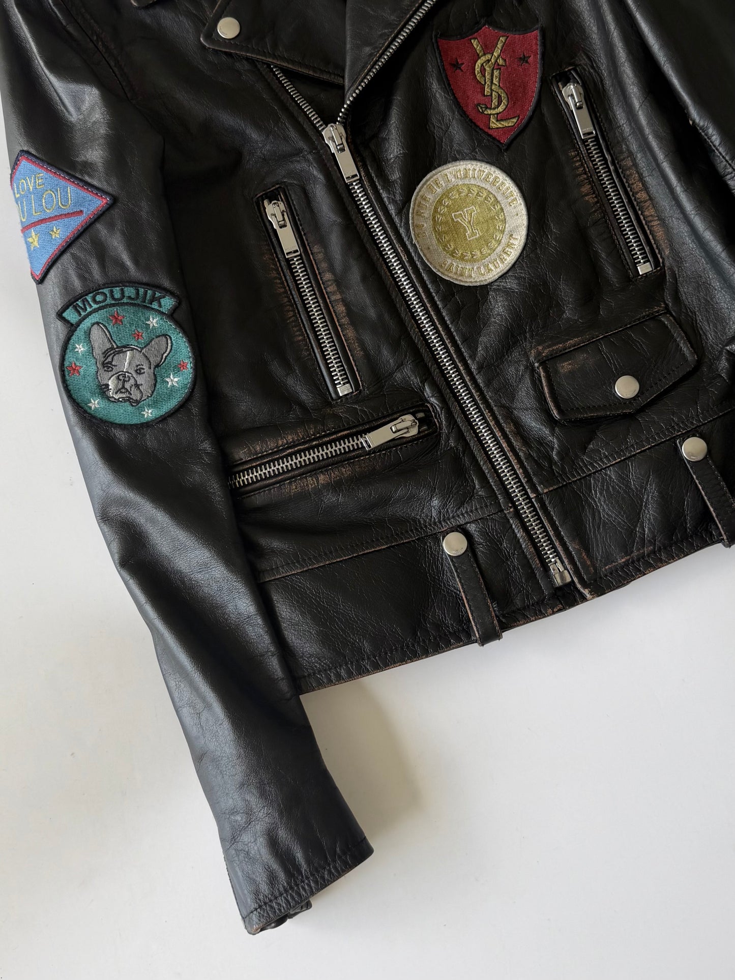 Saint Laurent F/W2017 Multi Patch Leather Biker Jacket
