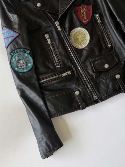 Saint Laurent F/W2017 Multi Patch Leather Biker Jacket