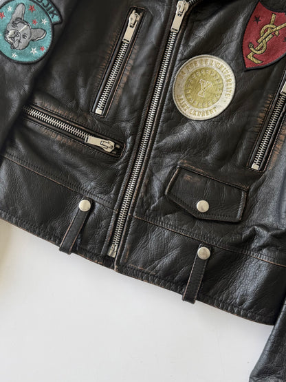 Saint Laurent F/W2017 Multi Patch Leather Biker Jacket
