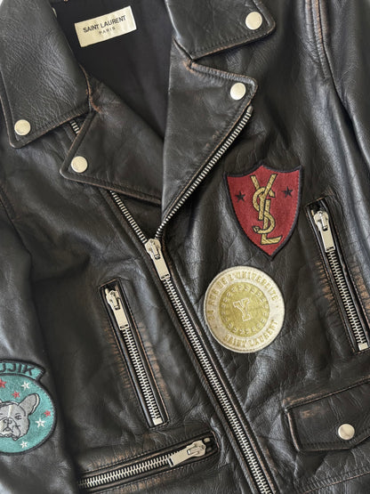 Saint Laurent F/W2017 Multi Patch Leather Biker Jacket