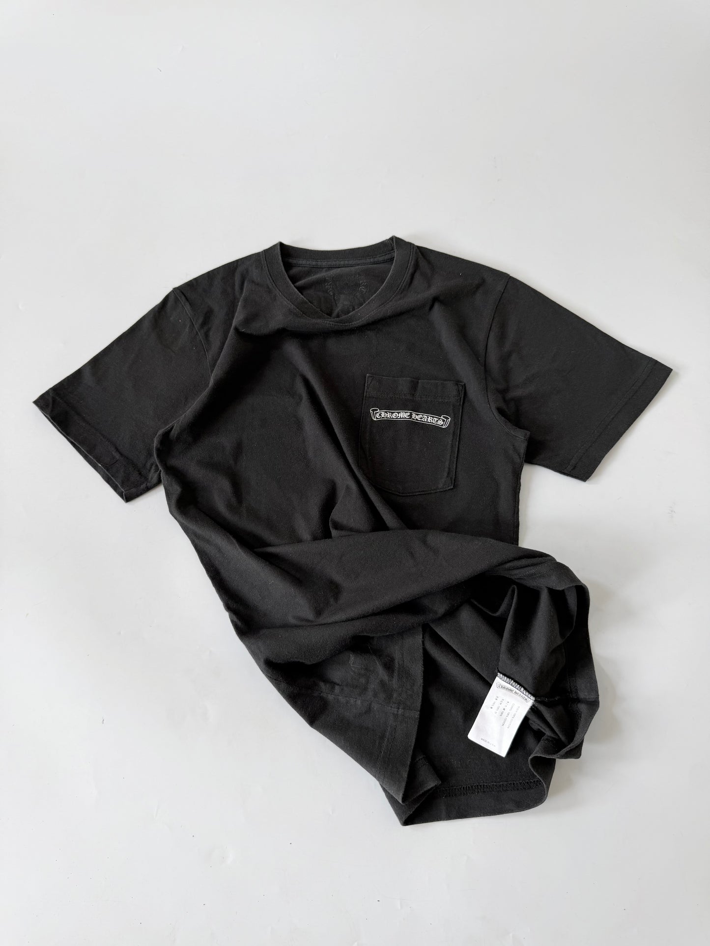 Chrome Hearts Black U.S.A. Script Logo Pocket Tee