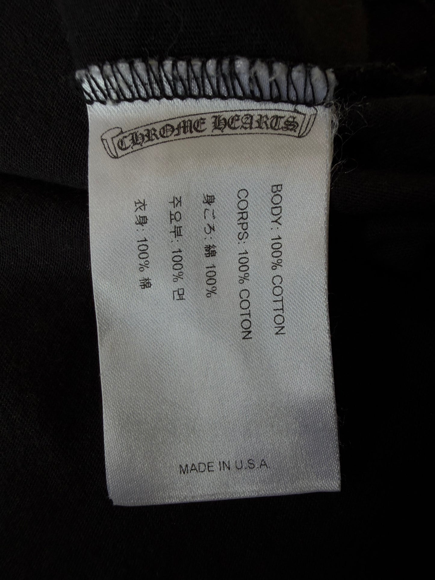 Chrome Hearts Black U.S.A. Script Logo Pocket Tee