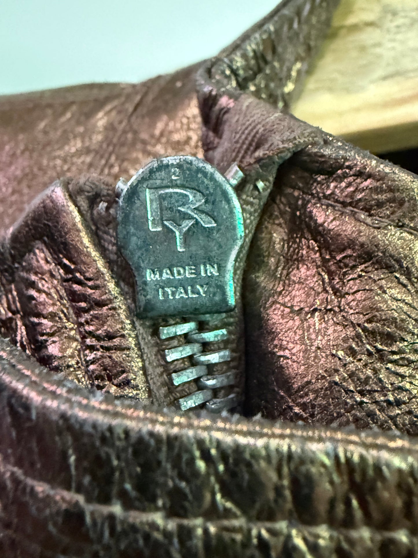 Rick Owens Bronze Funnel Neck Leather Jacket