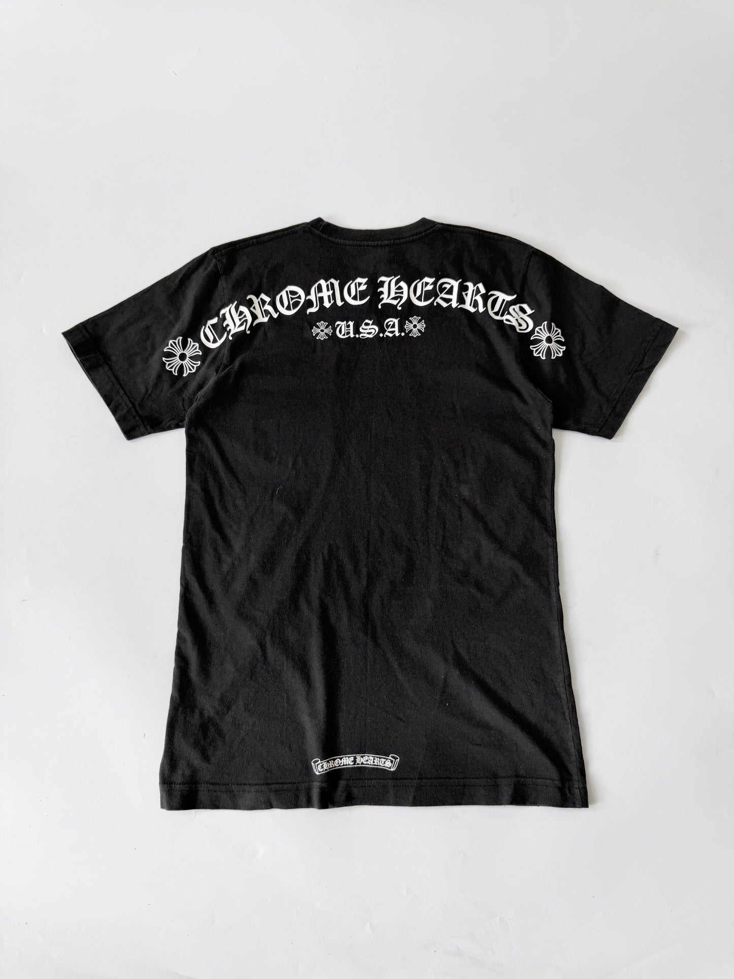 Chrome Hearts Black U.S.A. Script Logo Pocket Tee