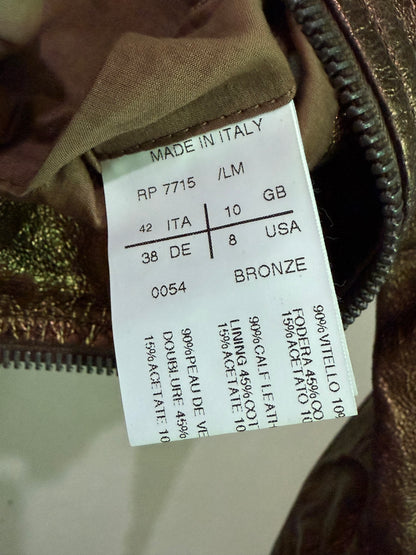 Rick Owens Bronze Funnel Neck Leather Jacket