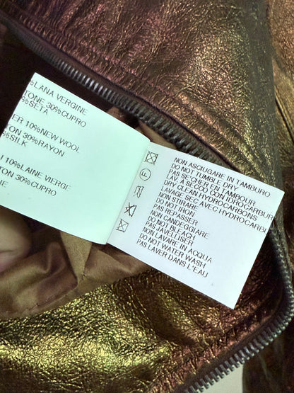 Rick Owens Bronze Funnel Neck Leather Jacket