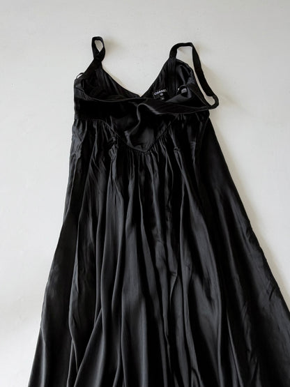 Chanel F/W2024 Black Silk Maxi Slip Dress