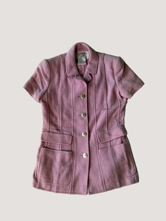 Spring 1998 Chanel Boutique Baby Pink Cropped Sleeve Jacket