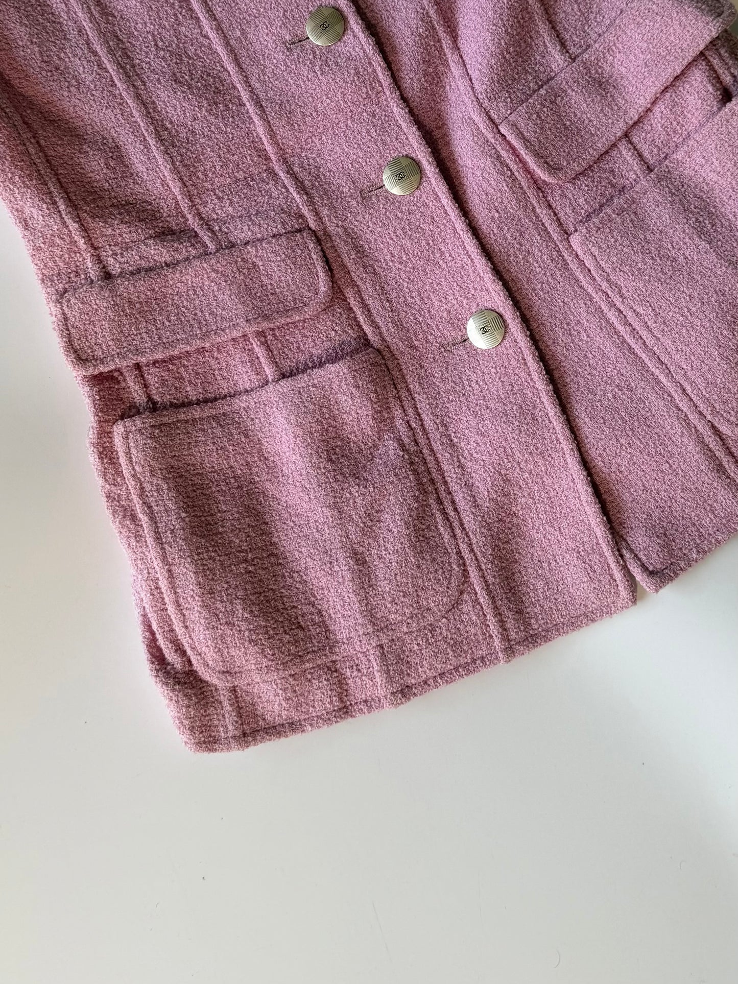 Spring 1998 Chanel Boutique Baby Pink Cropped Sleeve Jacket