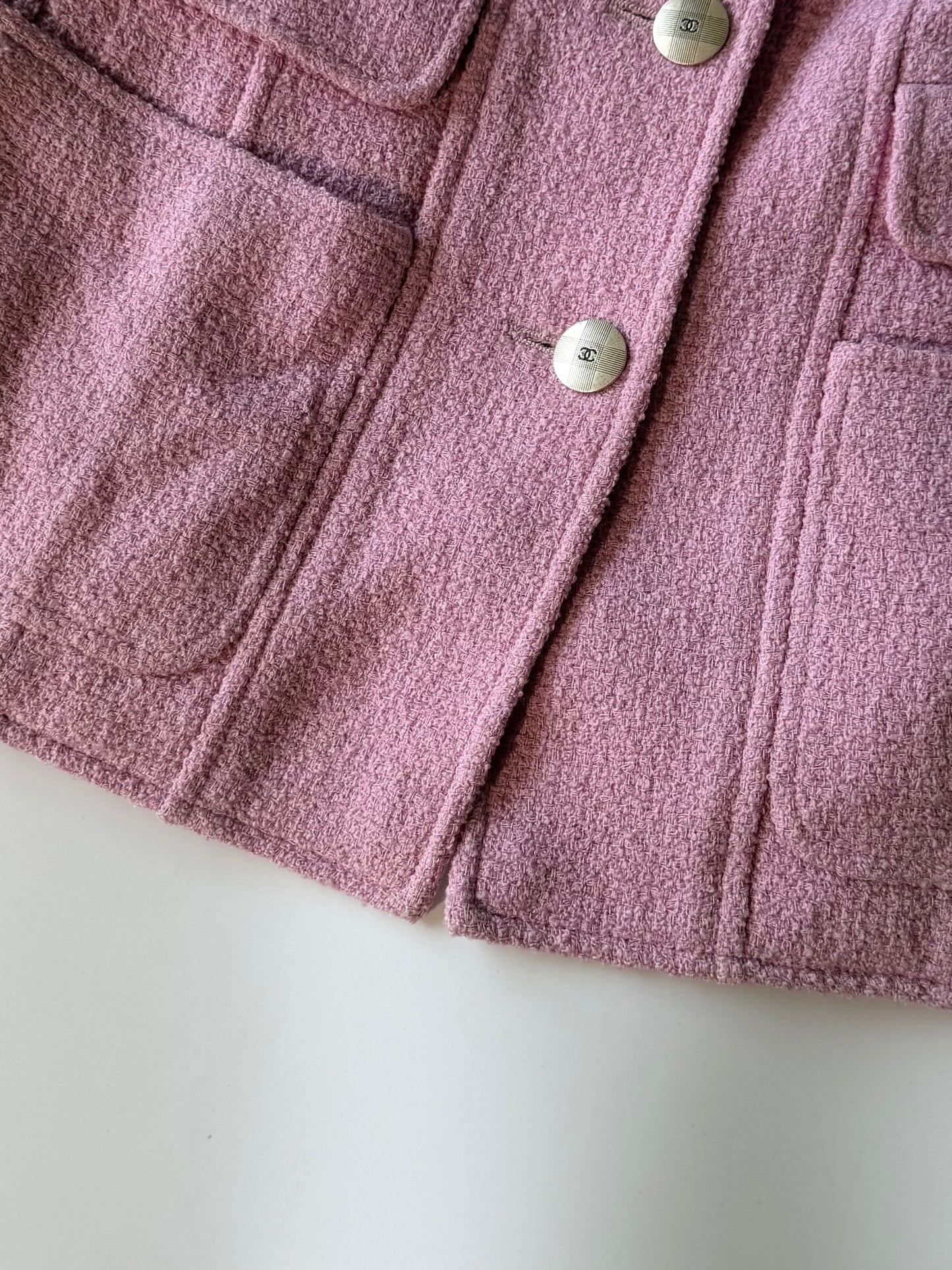 Spring 1998 Chanel Boutique Baby Pink Cropped Sleeve Jacket
