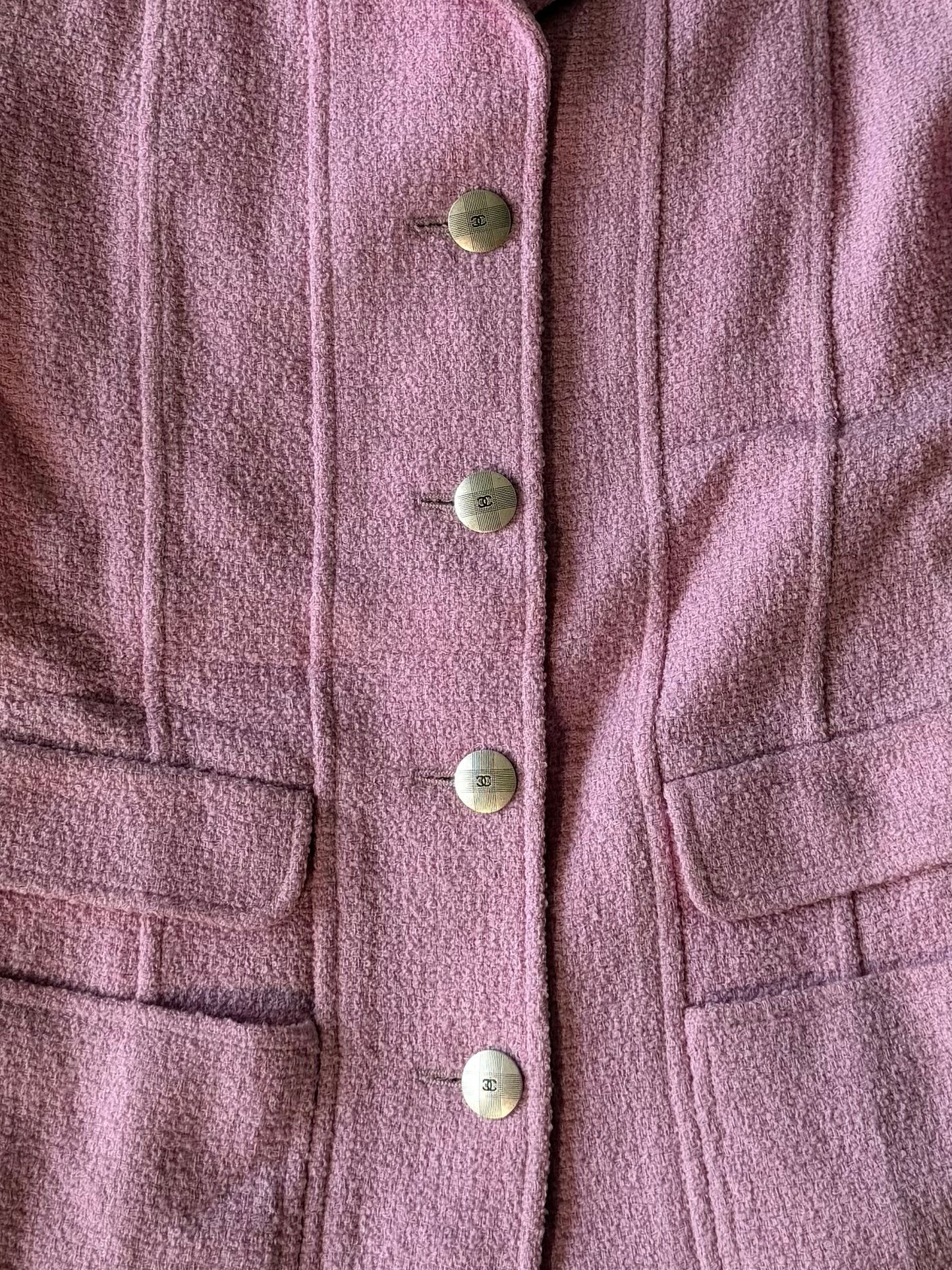 Spring 1998 Chanel Boutique Baby Pink Cropped Sleeve Jacket