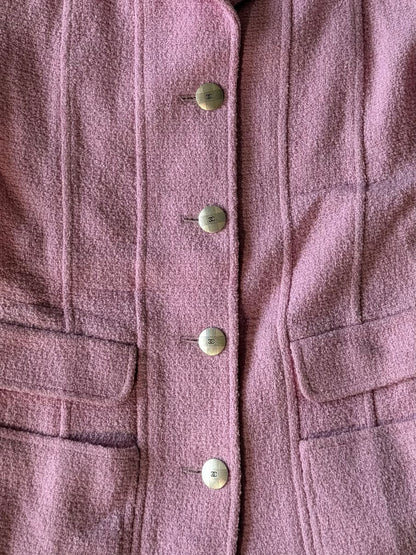 Spring 1998 Chanel Boutique Baby Pink Cropped Sleeve Jacket