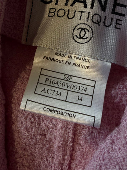 Spring 1998 Chanel Boutique Baby Pink Cropped Sleeve Jacket