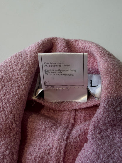Spring 1998 Chanel Boutique Baby Pink Cropped Sleeve Jacket