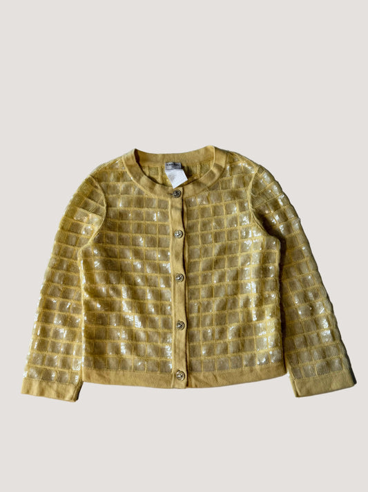 2008 Chanel Yellow Sequin Cashmere Cardigan