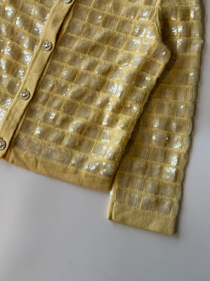 2008 Chanel Yellow Sequin Cashmere Cardigan
