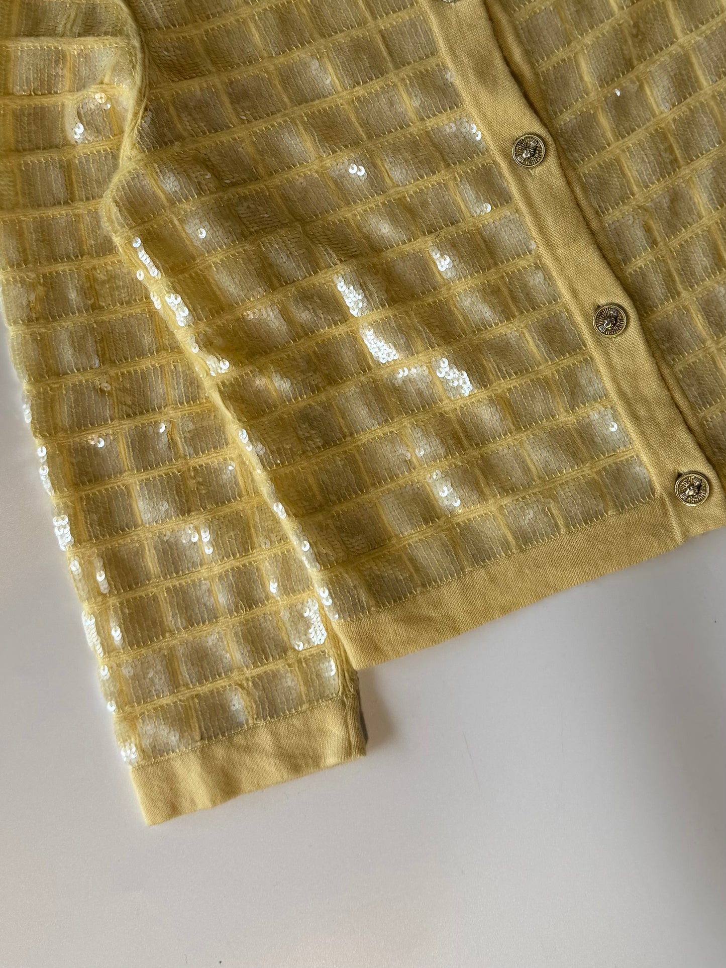 2008 Chanel Yellow Sequin Cashmere Cardigan