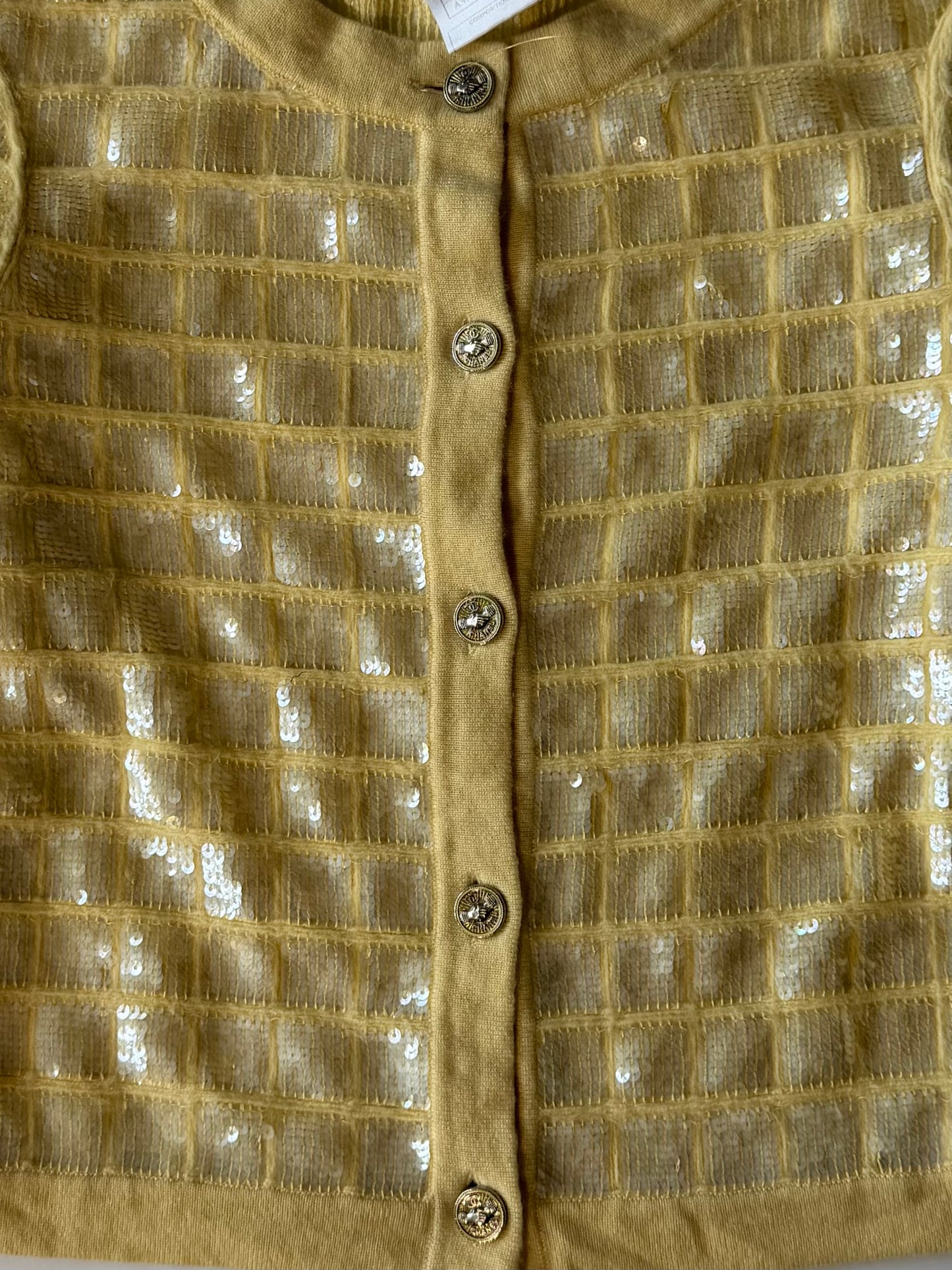 2008 Chanel Yellow Sequin Cashmere Cardigan