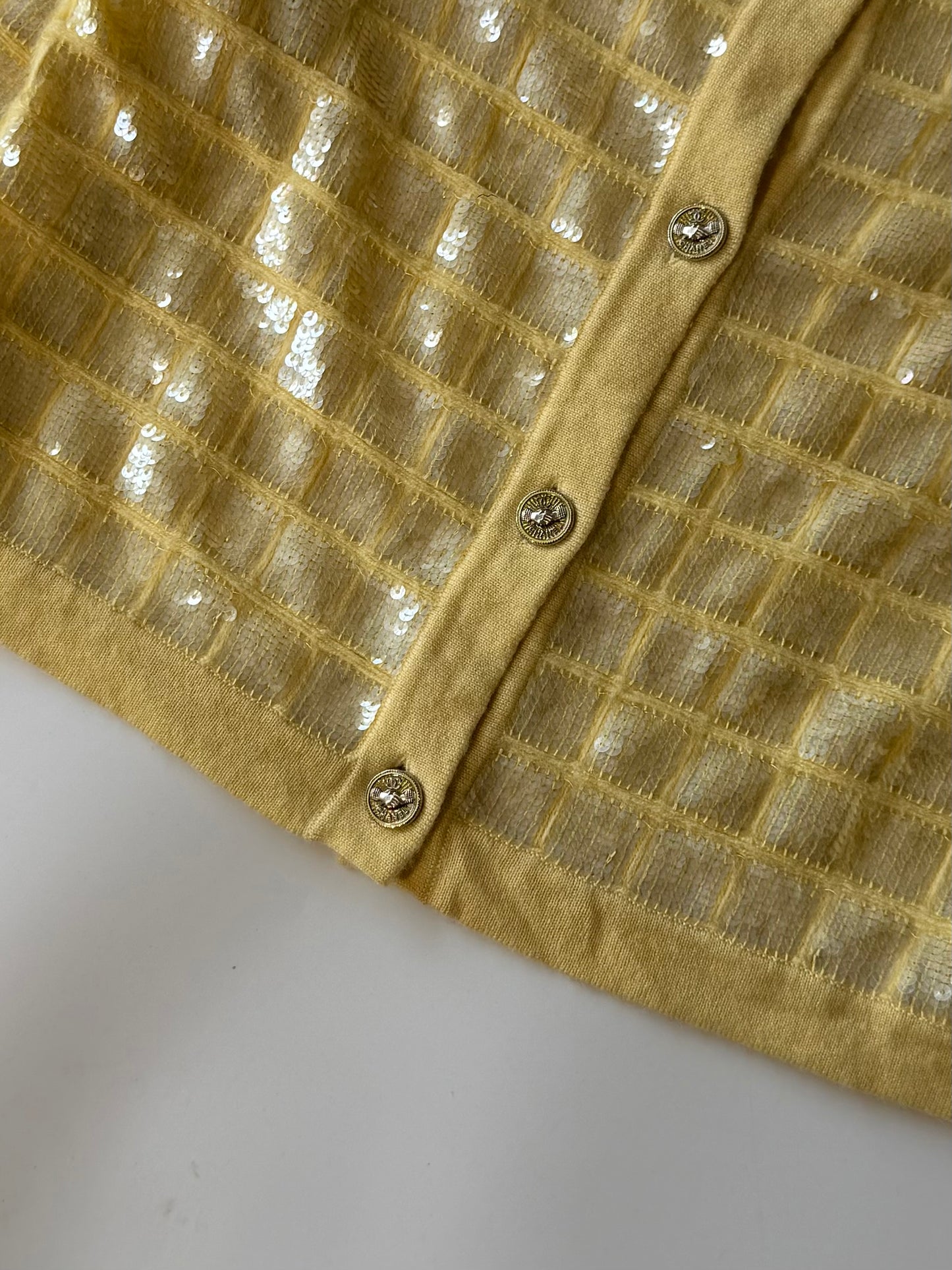 2008 Chanel Yellow Sequin Cashmere Cardigan