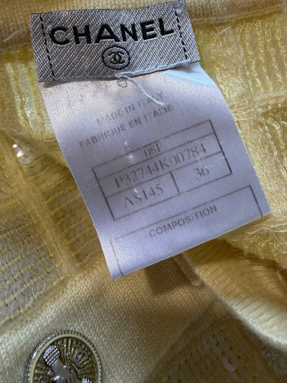2008 Chanel Yellow Sequin Cashmere Cardigan