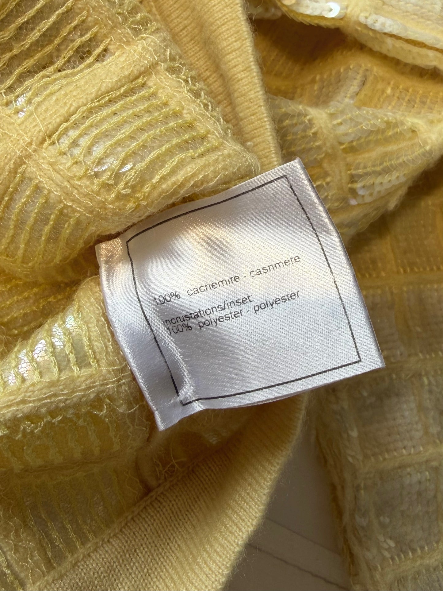2008 Chanel Yellow Sequin Cashmere Cardigan